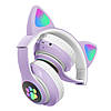 Бездротові Bluetooth-навушники VZV-23M на 400 mah з вушками, Фіолетові / Місячі навушники з підсвіткою, фото 4