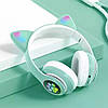 Бездротові Bluetooth-навушники VZV-23M на 400 mah з вушками, Зелені / Бузкові навушники з підсвіткою, фото 2