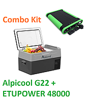 Компрессорный автохолодильник Alpicool G22 (22 литра) + Батарея ETUPOWER 48000, автономный автохолодильник