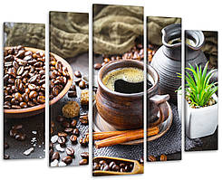 Модульна картина у вітальню / кухню Кави з Корицею Art-393_5 ( 80х118см )
