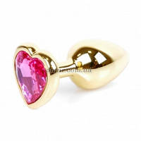 Анальний корок Jewellery Gold Heart з рожевим кристалом у формі серця