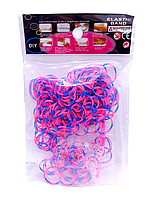 Гумки для плетіння браслетів синьо-рожеві 200 шт.
