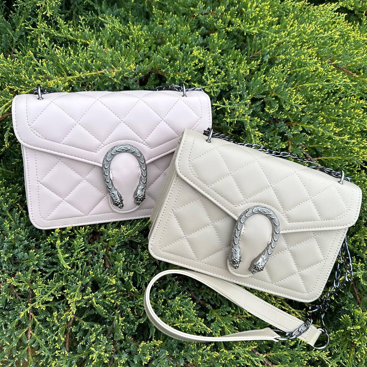 Жіноча мінісумочка клатч Підкова — стьобана, у стилі Gucci, на ланцюжку, фото 1