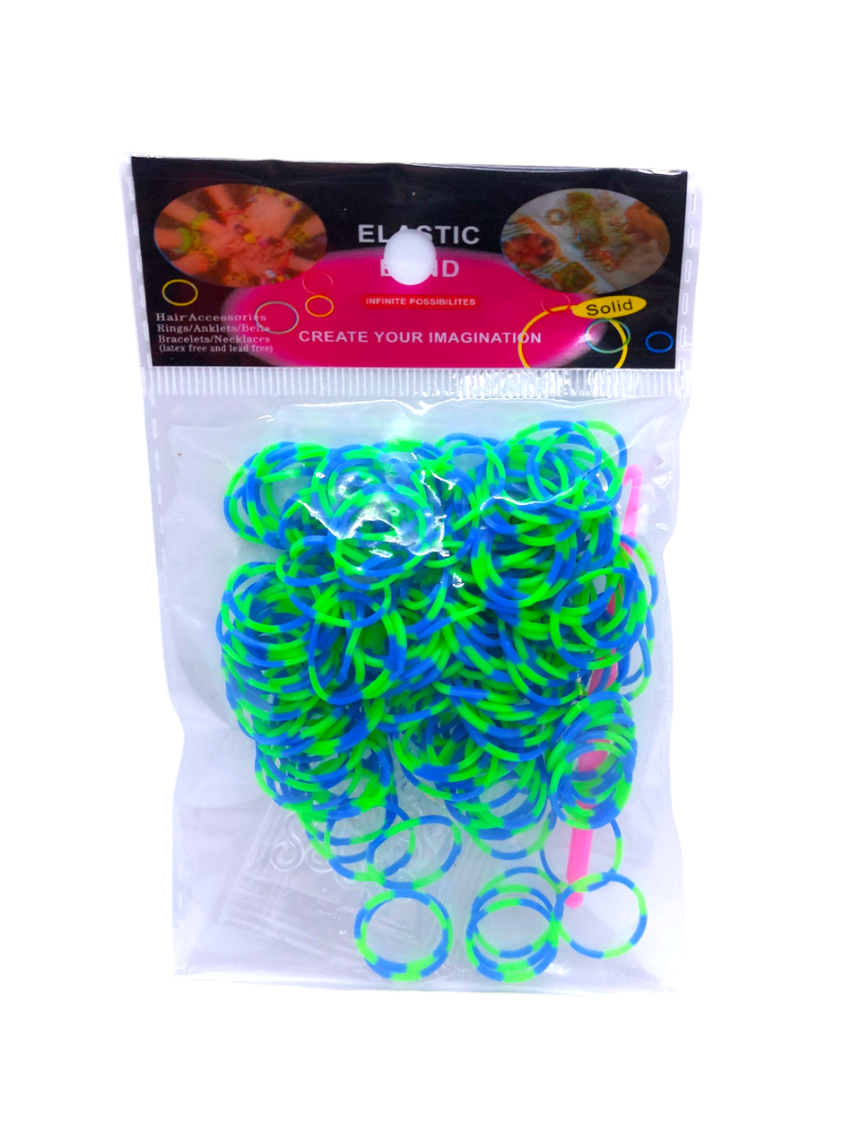 Гумки для плетіння браслетів Loom Bands зелено-сині 200шт