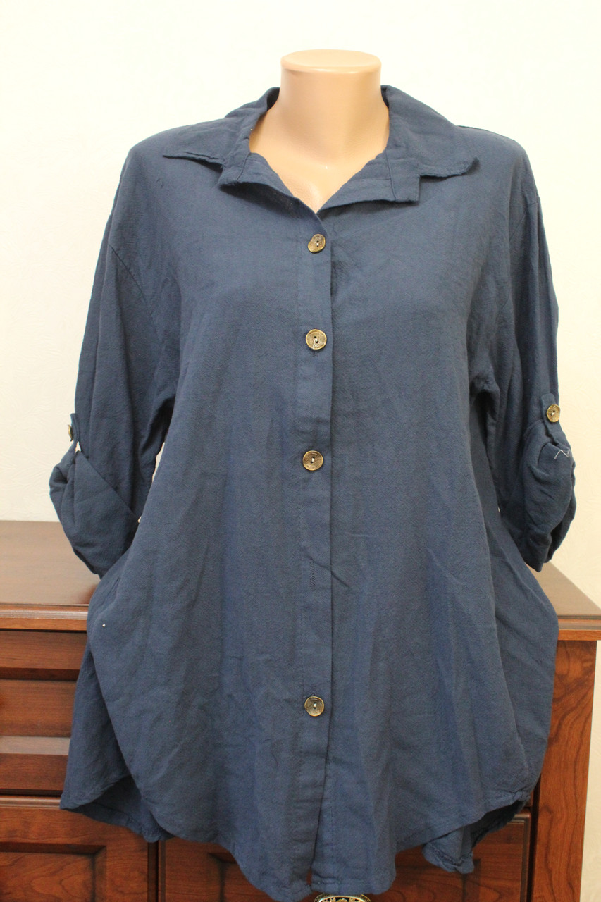 Блузка жіноча льон гудзики, фото 1