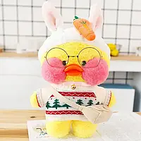 Утка Лалафан в одежде с очками Cafe mimi duck Lalafanfan Duck уточка лалафанфан HS(Белая)