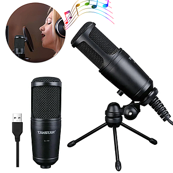Студійний USB мікрофон GL100 з триногами / Настільний мікрофон для запису вокалу / Професійний мікрофон
