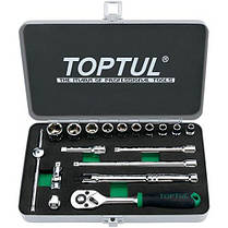 Набір дюймових головок 1/4" (12-гр) 3/16"-9/16" з тріскачкою 18од TOPTUL GCAD1811, фото 3