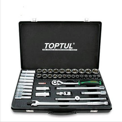 Набір головок 1/2" 8-32мм 41од короткі+довгі з тріскачкою TOPTUL GCAD4102, фото 3