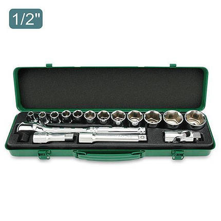 Набір головок 1/2" 8-32 мм з тріскачкою 16 од (6-гр) TOPTUL GCAD1601, фото 1