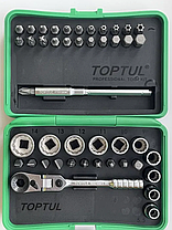 Набір біт і головок із тріскачкою TOPTUL 1/4" 41ед. (12-гр.) GADW4502, фото 3