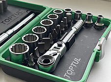 Набір біт і головок із тріскачкою TOPTUL 1/4" 41ед. (12-гр.) GADW4502, фото 4