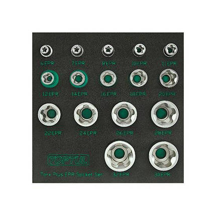 Набір головок Torx Plus EPR 6-32 (5-гранні) 16шт для Тесла TOPTUL GABF1601, фото 1