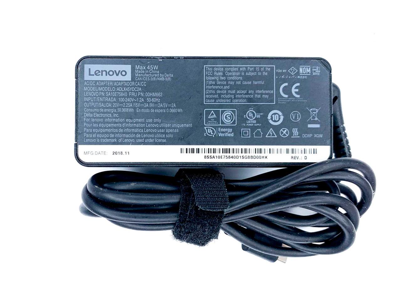 Оригинал Блок Питания для Ноутбука Lenovo 45W 5В/9В/15В/20В 2A/2.25A/3A  Type-C Зарядное Устройство ORIGINAL — в Категории 