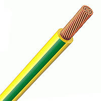 Медный провод ПВ-3нгLS(гд) 10 кв.мм желто-зеленый ГАЛ-КАТ [116352-1C] мягкий одножильный-многопроволочный