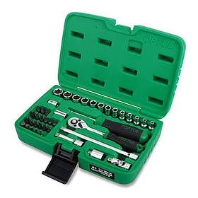 Набір торцевых головок 1/4" 4-14мм і біт з тріскачкою 41од TOPTUL GCAI4102