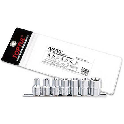 Набір головок TORX на планці TOPTUL 1/2" E10-E24 7ед. GAAG0704, фото 1