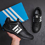 Літні чоловічі кросівки Adidas/Адідас чорні з натуральної шкіри на літо з перфорацією взуття *A-20ч/б П*, фото 2