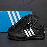 Літні чоловічі кросівки Adidas/Адідас чорні з натуральної шкіри на літо з перфорацією взуття *A-20ч/б П*, фото 4