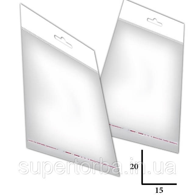 Пакет прозорий п/п європідвіс 3,5см з липким краєм розмір 15х20+4 щільність 25 мкр 1000 шт/уп., фото 1