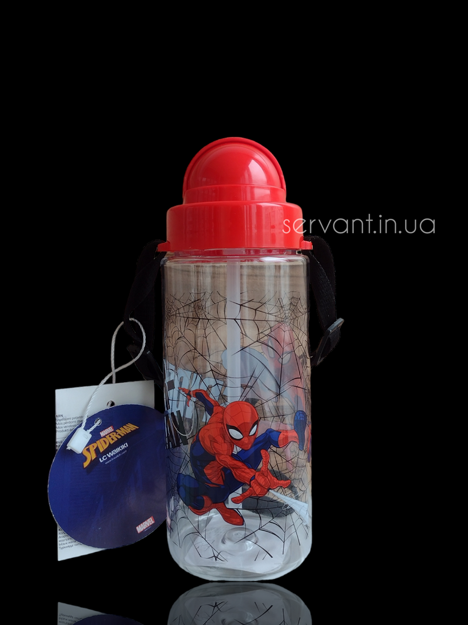 Дитяча пляшка для води напоїв 500ml з трубочкою Спайдермен Marvel. - фото 1 - id-p1831678305