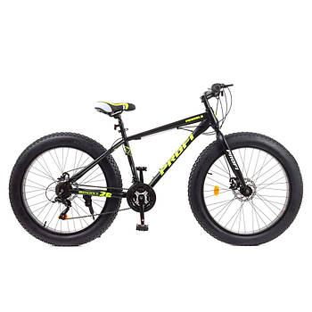 Напівфетбайк спортивний велосипед 26 дюйми сталева рама Profi EB26POWER 1.0 S26.6 Салатово-чорний