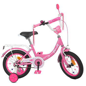 Велосипед дитячий двоколісний 12 дюймів з додатковими колесами Profi Princess Y1211 Рожевий
