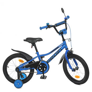Двоколісний дитячий велосипед 18 дюймів з катафотами та ліхтариком Profi Prime Y18223 Синій