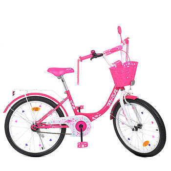 Дитячий двоколісний велосипед із багажником та катафотами 20 дюймів Princess Y2013-1K Малиновий