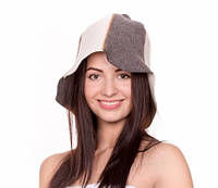 Банна шапка Luxyart "Комбі", натуральна повсть, сірий з білим (LA-063) kr