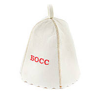 Банная шапка Luxyart "Босс", натуральный войлок, белый (LA-113) kr