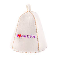 Банная шапка Luxyart "Я люблю сауну", натуральный войлок, белый (LA-174) kr