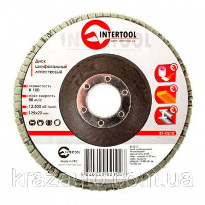 Диск шліфувальний пелюстковий 125x22мм, зерно K100 INTERTOOL BT-0210