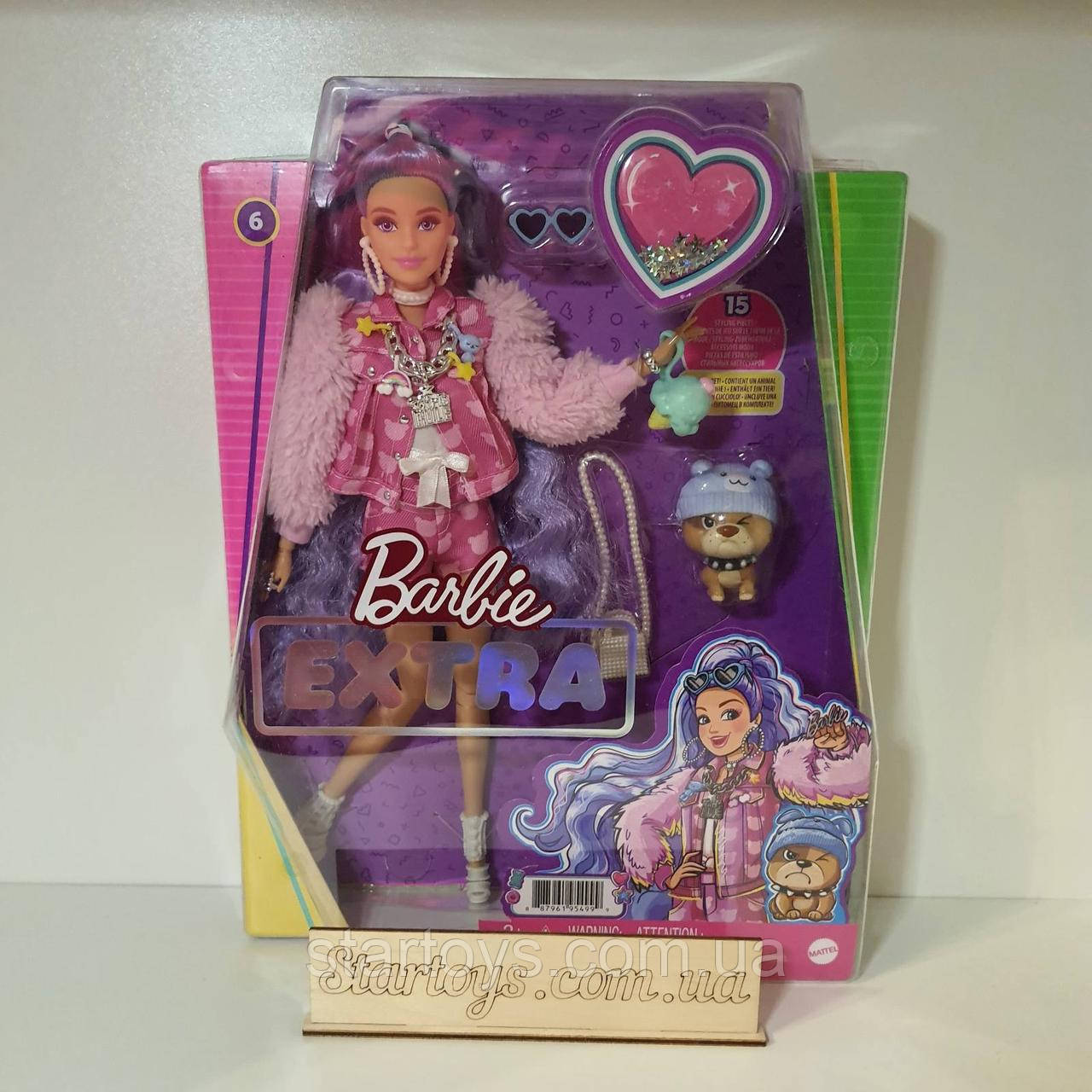 Барбі екстра № 6 бузковим волоссям у джинсовій куртці GXF08 Barbie Extra Doll
