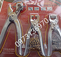 Набір "5 в 1": Пробійник (дирокол) + Встановник люверсів + Встановник кнопок +100 кнопок (body) +100 люверсів