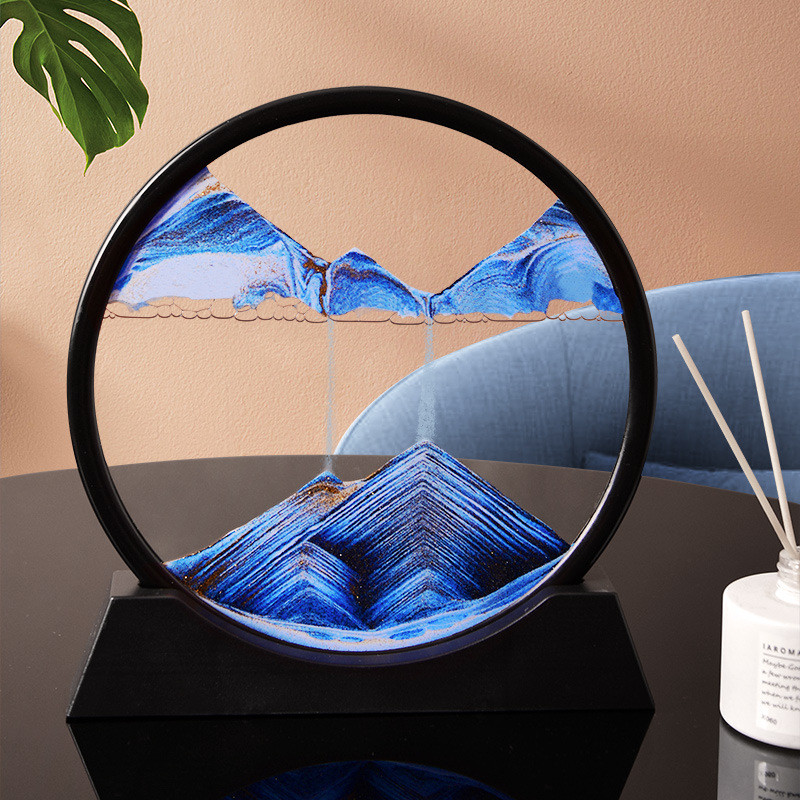 Картина-антистрес "Піски, що рухаються 3D" (Moving Sandscapes), картина на подарунок - Синя, 12дюймів