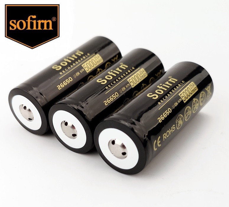 Акумулятор 26650 SOFIRN 5000 mAh Li-Ion 3.7v, 1000 циклів, Немає ефекту пам'яті, Реальна ємність, Оригінал, 1 шт.