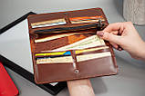 Світло-коричневий шкіряний гаманець довгий з тисненням Карпати | гаманець з тисненням, жіночий гаманець ручної роботи, фото 3