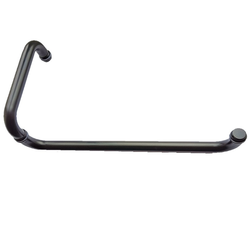 Ручка для душової кабіни з тримачем рушника HDL-626 відстань 275/475 чорного кольору, фото 1