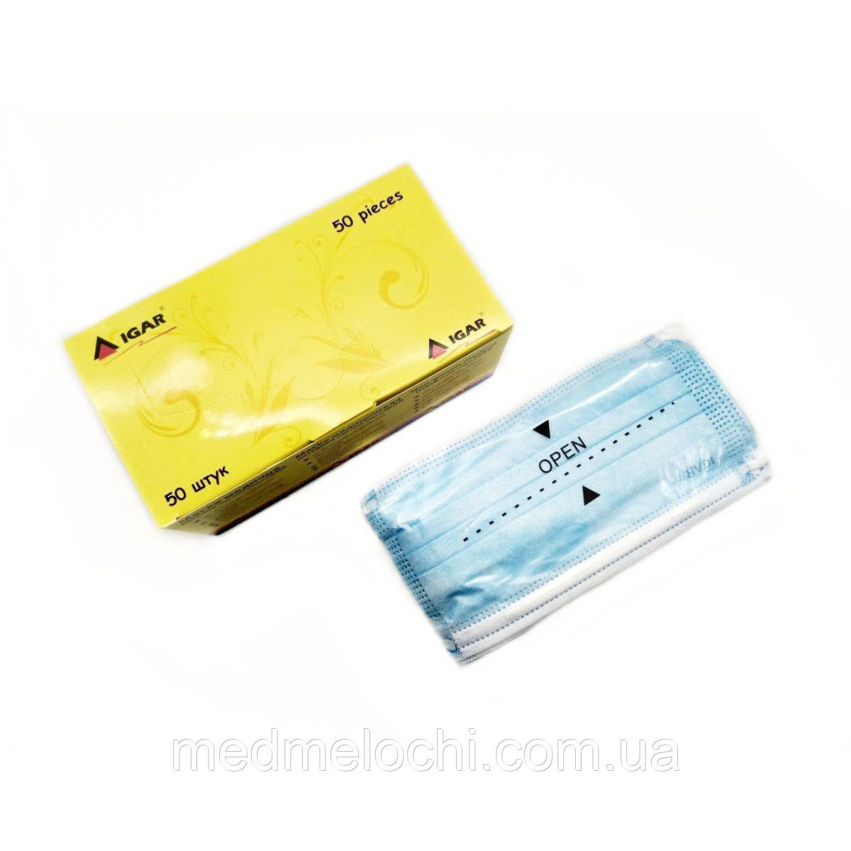 Маска медична тришарова на резинці IGAR