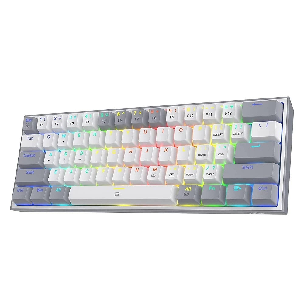 Клавіатура Redragon Fizz K617 RGB USB механічна, дротова, розмір 60% — Білий +сірий