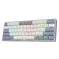 Клавіатура Redragon Fizz K617 RGB USB механічна, дротова, розмір 60% — Білий +сірий