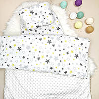 Комплект постельного белья "Минки" в коляску (простынь, подушка и плед-одеяло)/ набор в коляску 3 предмета.