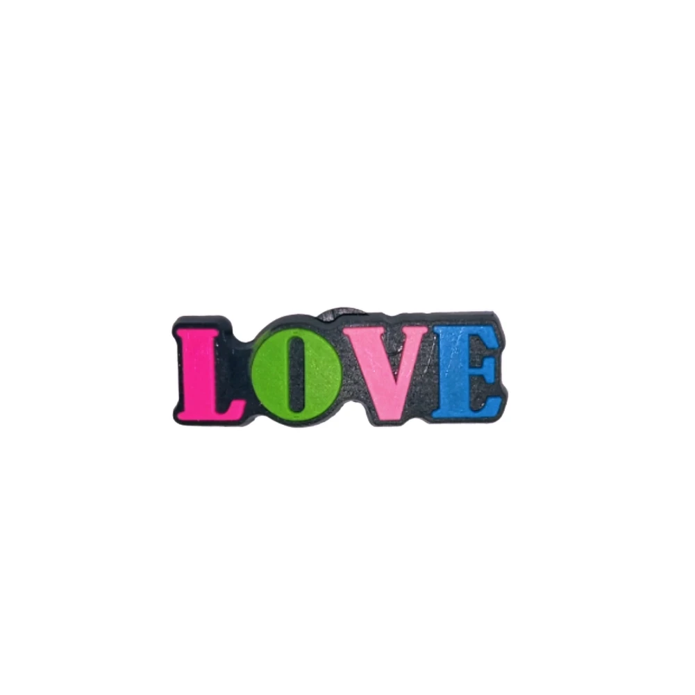 Джибітси прикраси для взуття кроксів сабо JIBBITZ Напис Love різнобарвна № 1205