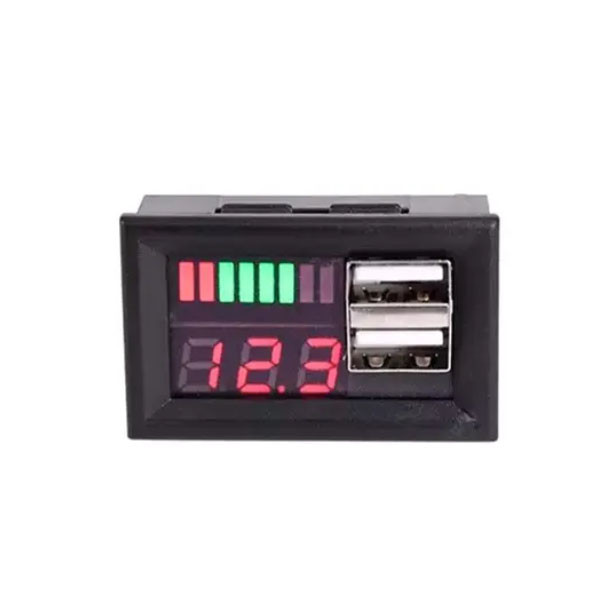 Індикатор/вольтметр 12.6 В 3S Li-ion USB-портами/зарядками