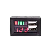 Індикатор/вольтметр 12.6 В 3S Li-ion USB-портами/зарядками