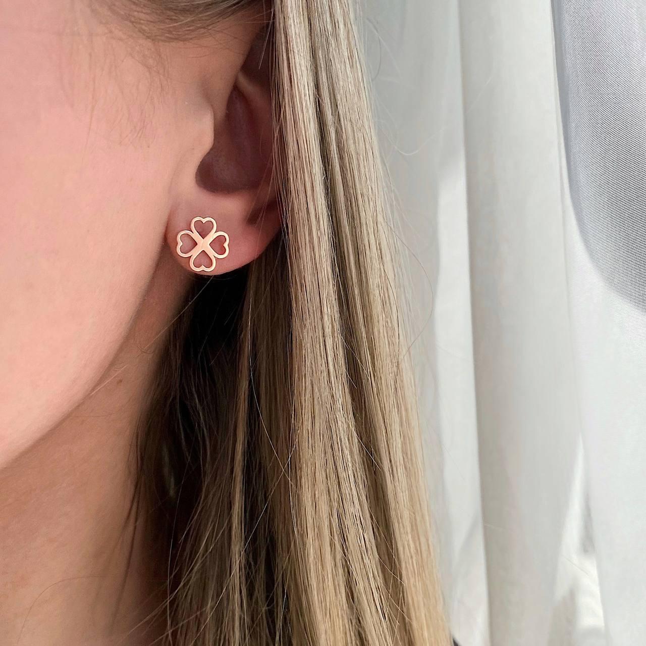 Срібні сережки в позолоті Конюшина, фото 1