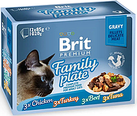 Набор кормов для кошек ассорти из 4 вкусов «Семейная тарелка» Brit Premium Family Plate Gravy pouches 1020 г