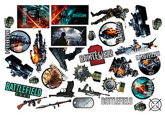 Стикери Battlefield 25 шт (Вирізані) набір No1
