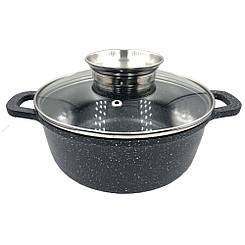 Котел мармуровий круглий з кришкою 7 л 28 см UNIQUE UN-5277 Mx
